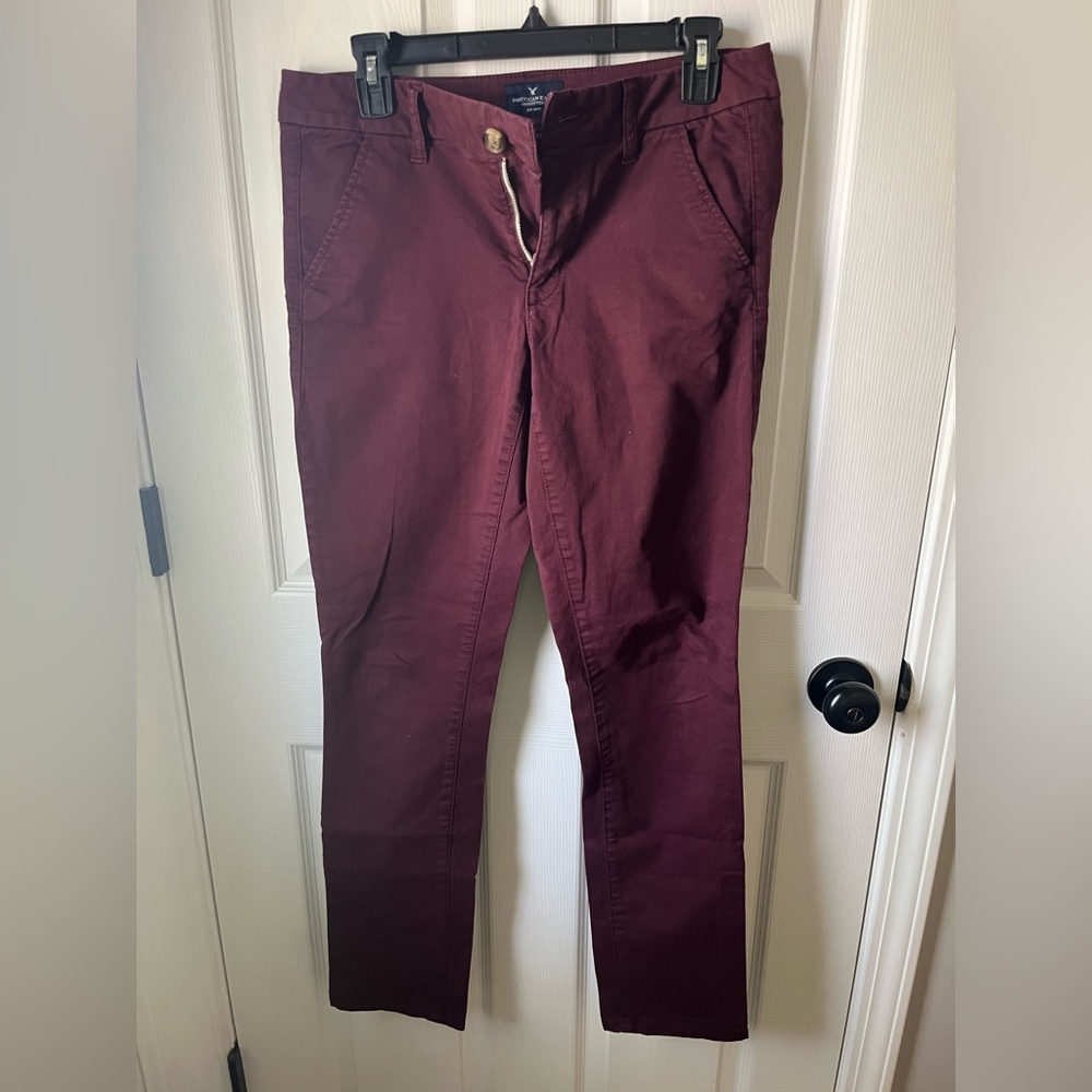 American Eagle Outfitters Maroon Stretch Pants